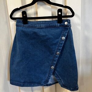 We The Free Blue Asymmetrical Wrap Mini Skirt